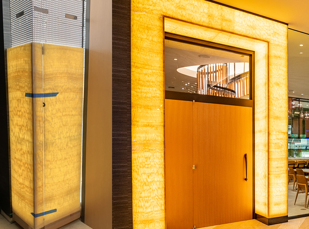 Honey onyx feature display wall